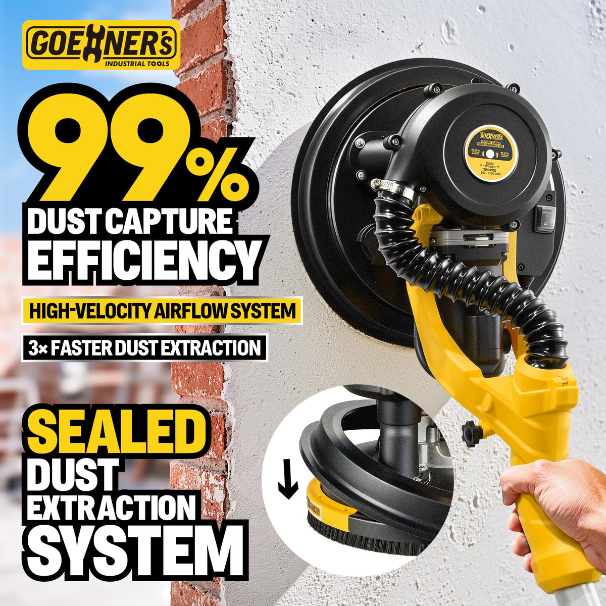 950W Electric Drywall Sander with Vacuum Dust Collector B942759