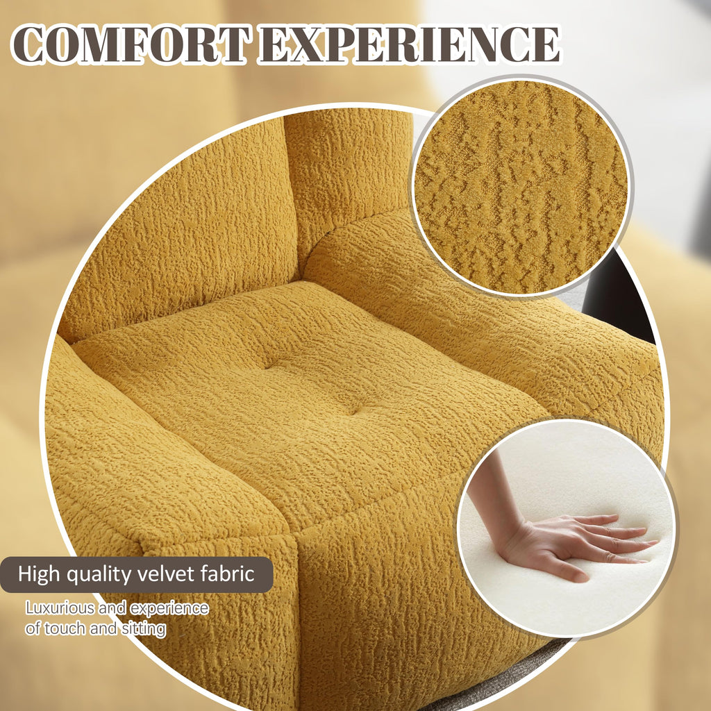 Yellow Memory Foam Bean Bag Chair with Ottoman K4940