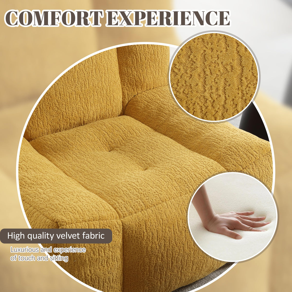 Yellow Memory Foam Bean Bag Chair with Ottoman K4940