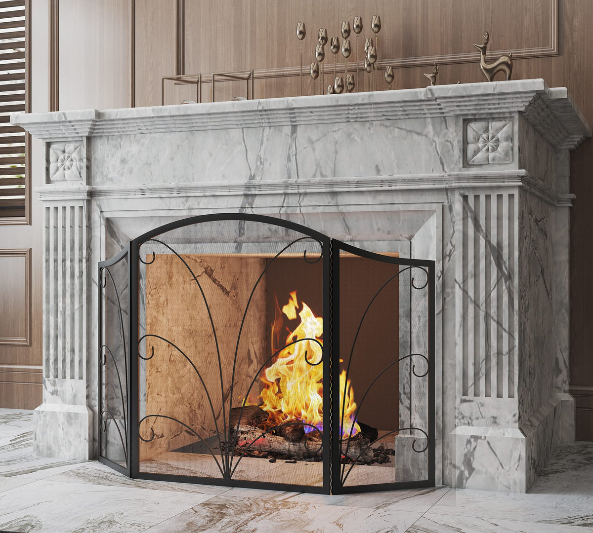 Arched Wrought Iron Fireplace Screen X82509