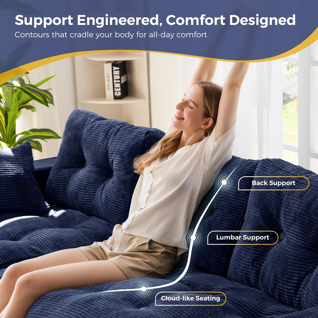 104-Inch L-Shaped Couch with Ottoman L4090