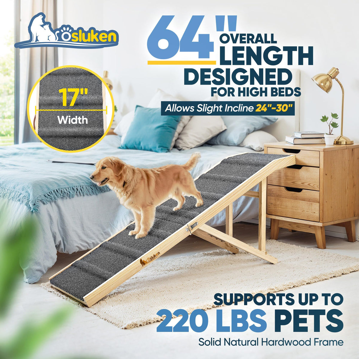 Foldable Dog Ramp with Platform 6 Adjustable Heights Z57624