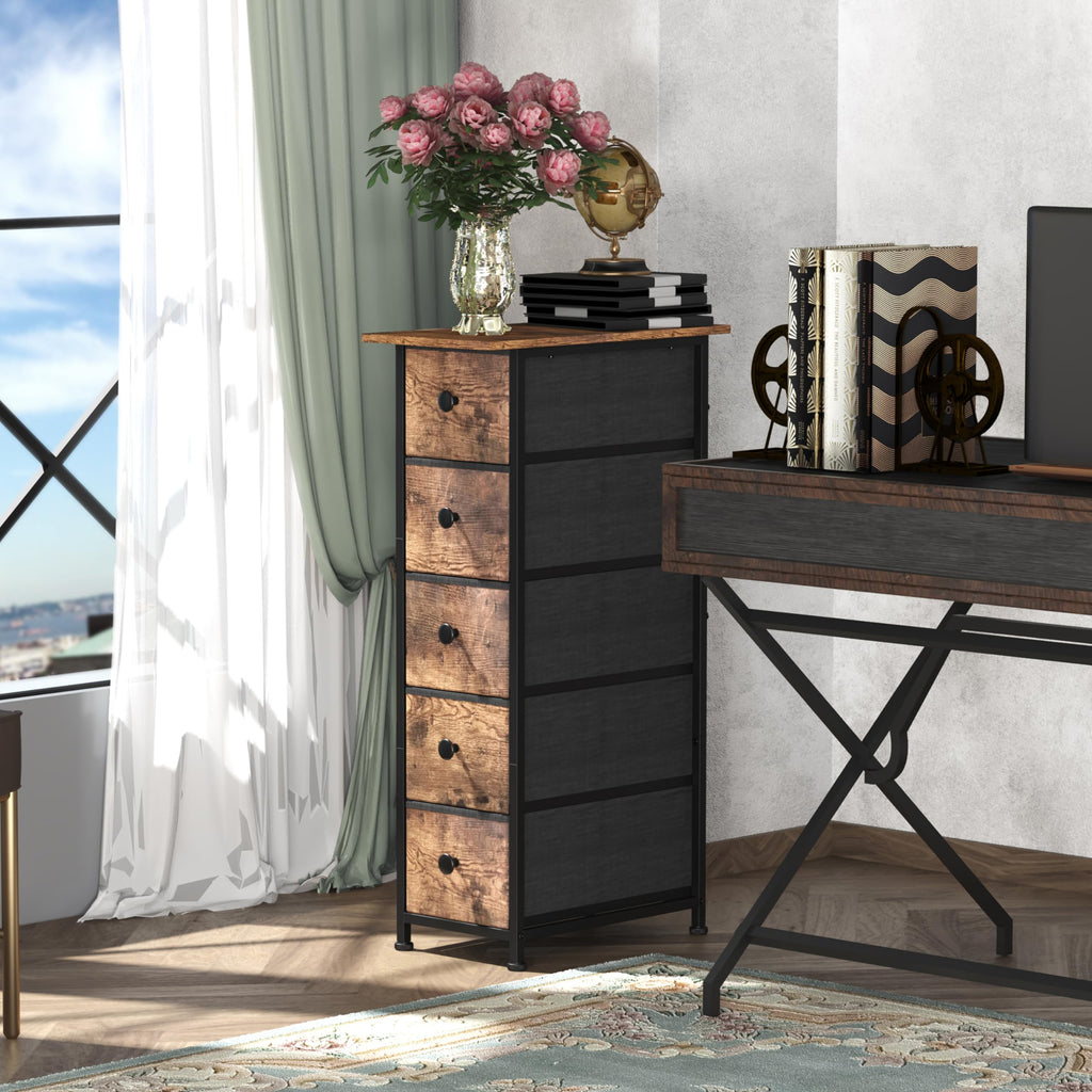Narrow 5 Drawers Fabric Dresser P95893
