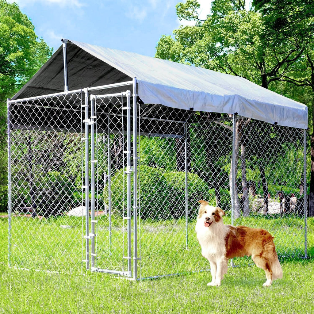Heavy Duty Galvanized Steel Dog Kennel with Lockable Door and Water-Resistant Roof E930