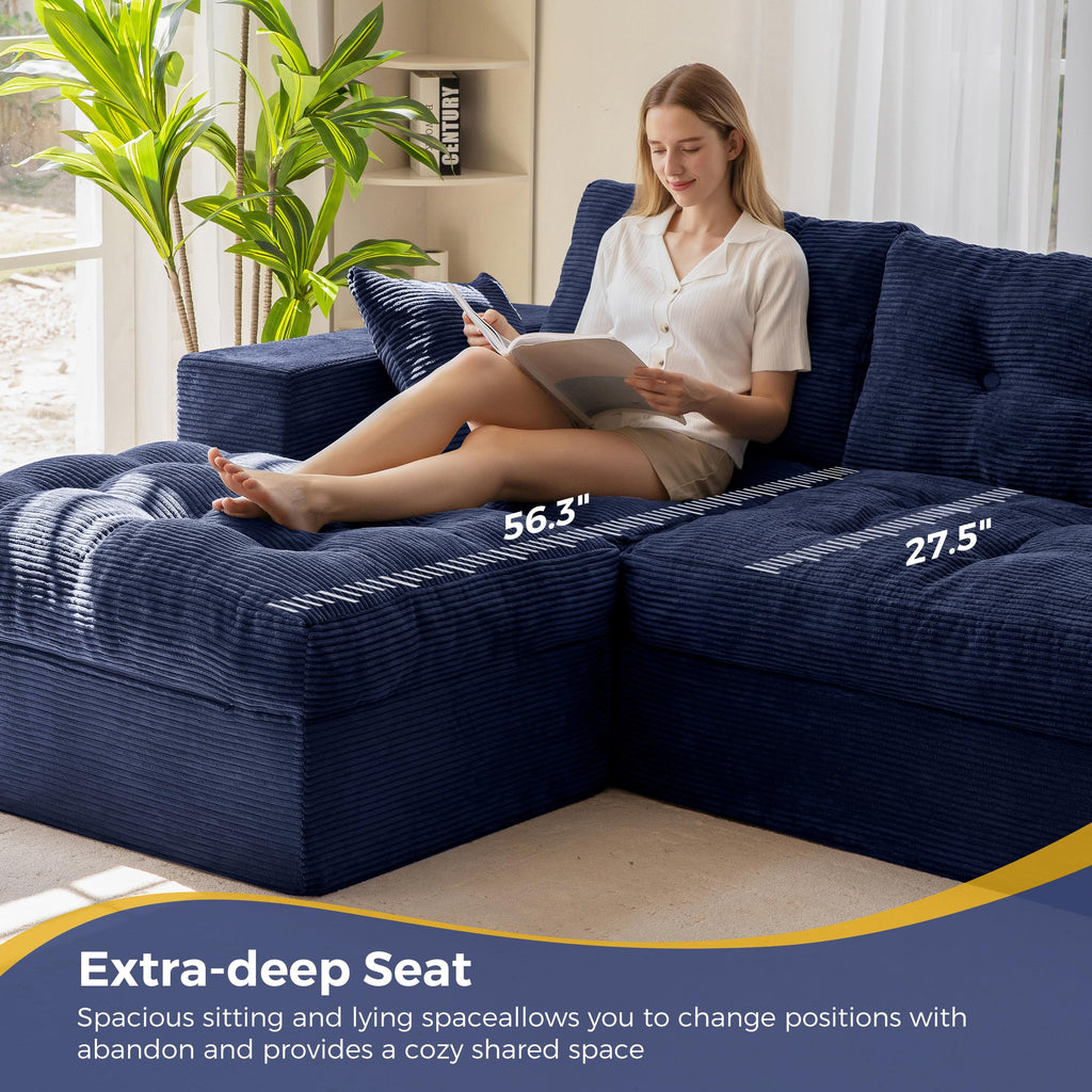 104-Inch L-Shaped Couch with Ottoman L4090