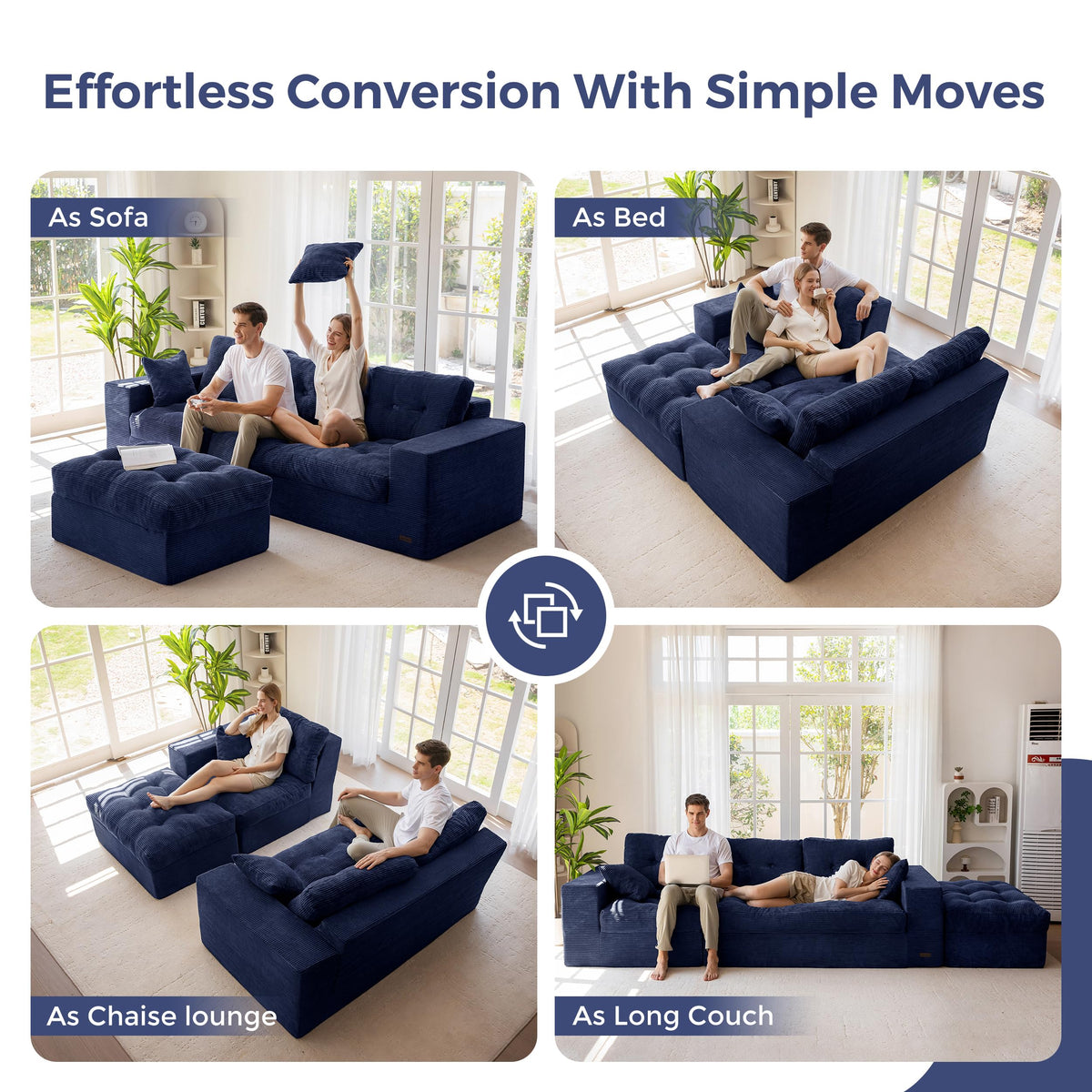 104-Inch L-Shaped Couch with Ottoman L4090
